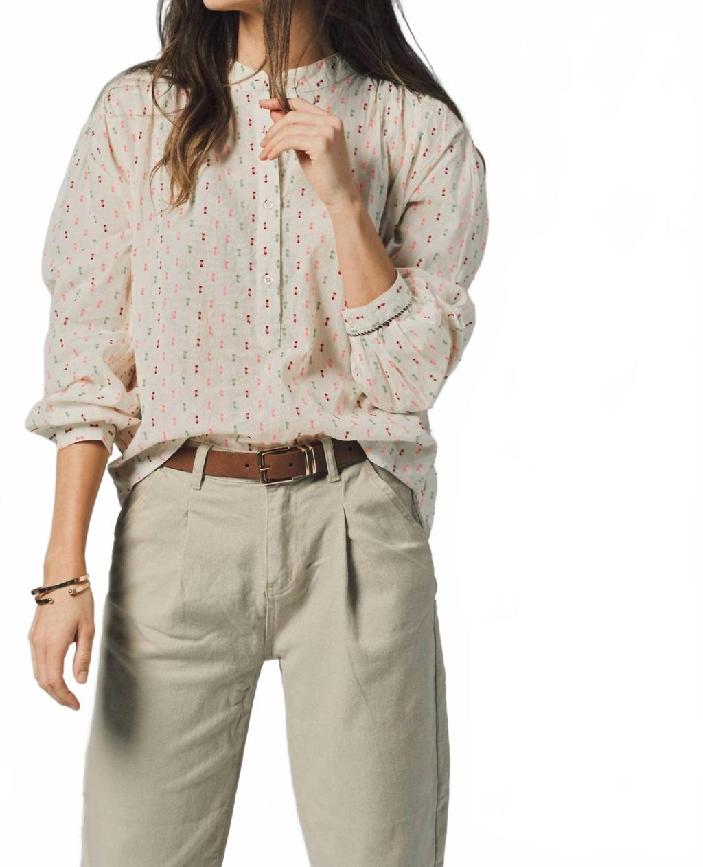 Confetti Stitch Tieghan Shirt In Beige