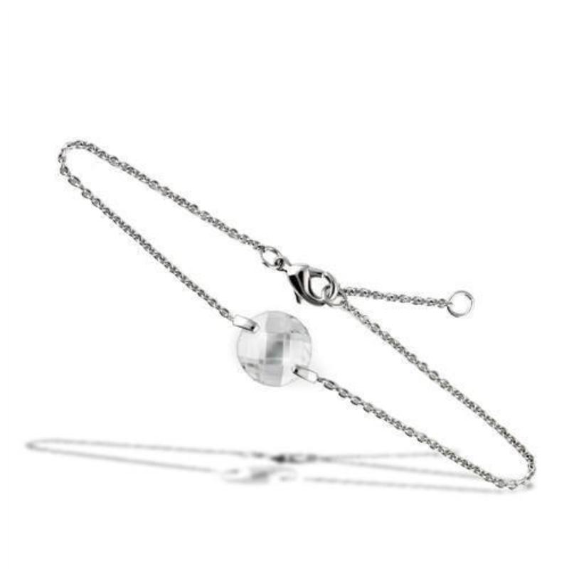 Rhodium Brass Bracelet with AAA Grade CZ in Clear