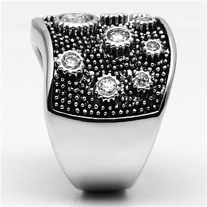 Rhodium Brass Ring with AAA Grade CZ in Clear