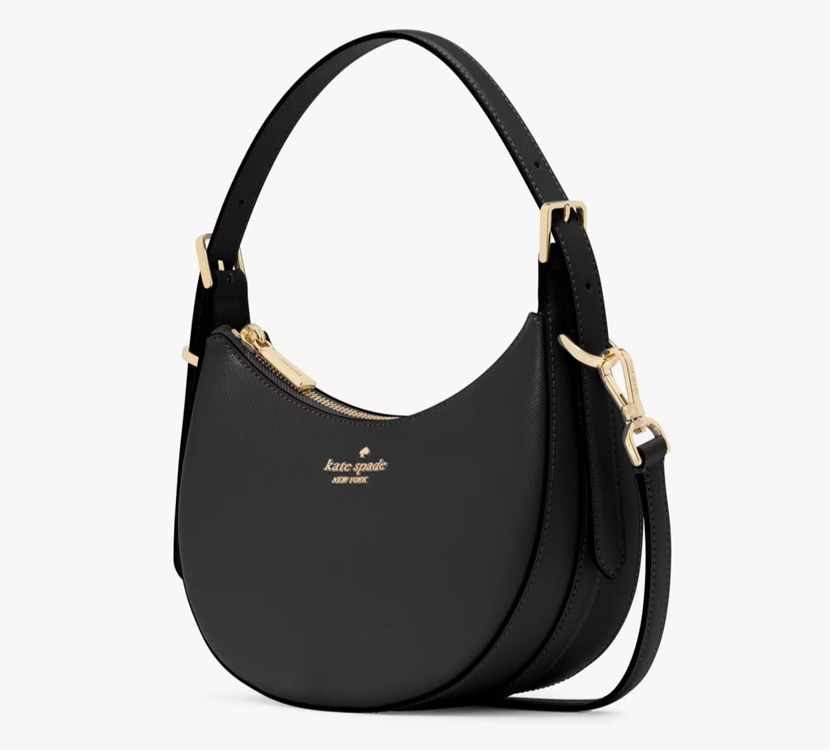 NWT Kate Spade Leather Nova Crescent Shoulder Bag In Black