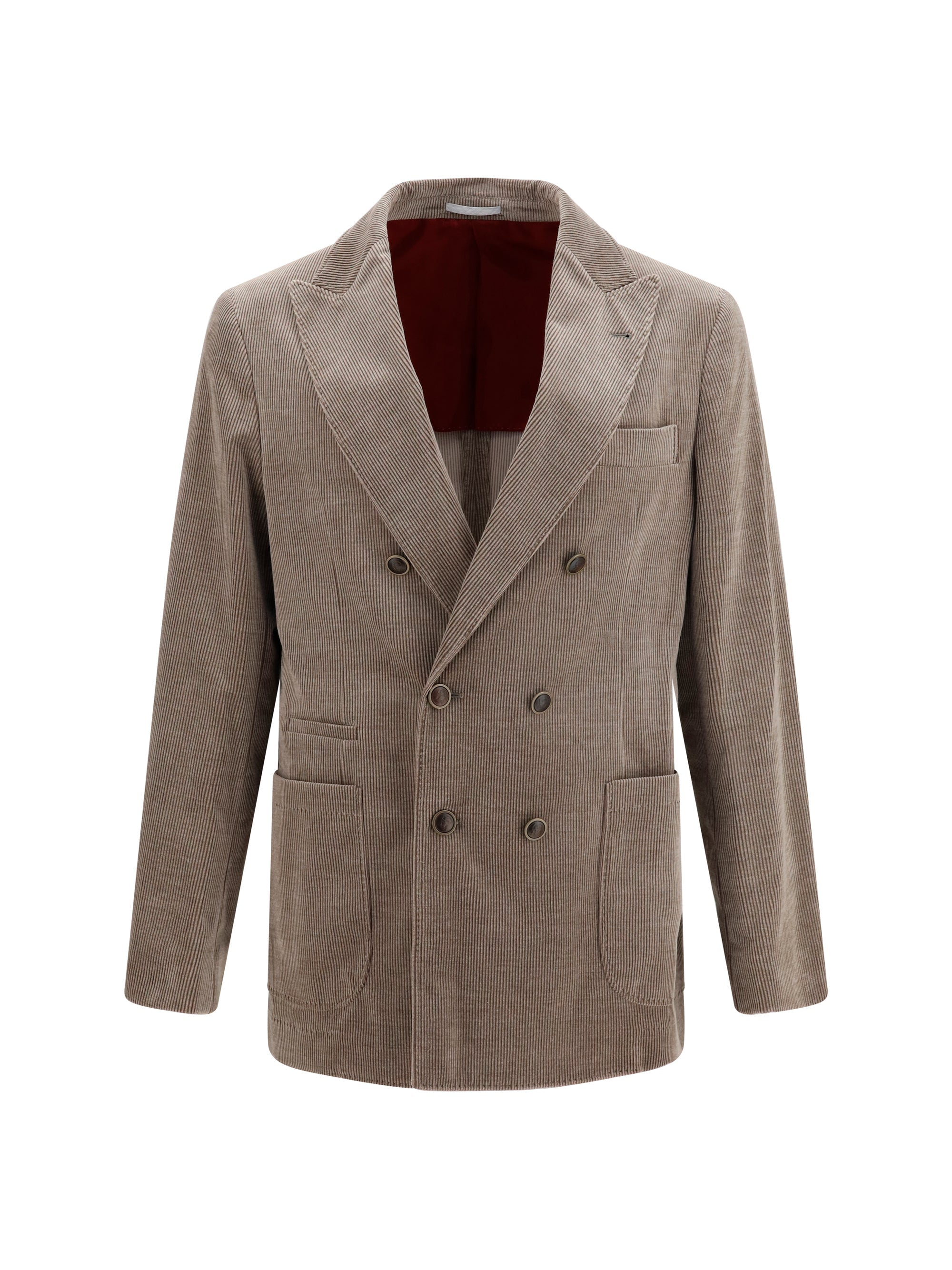 Brunello Cucinelli Men Double-Breasted Corduroy Jacket