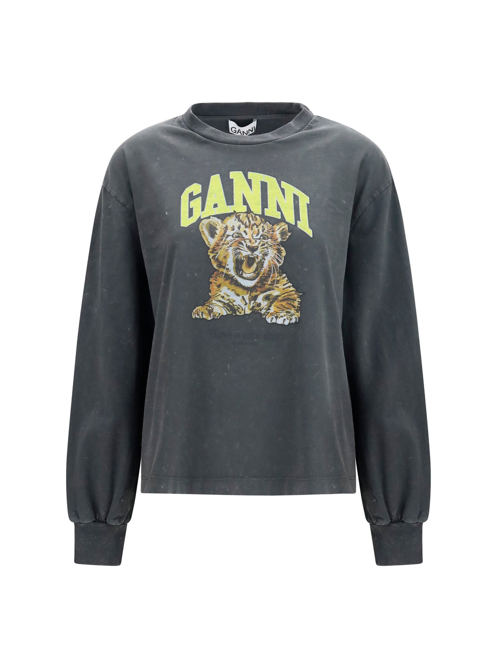 Ganni Women Long-Sleeve Tiger-Print T-Shirt