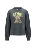 Ganni Women Long-Sleeve Tiger-Print T-Shirt