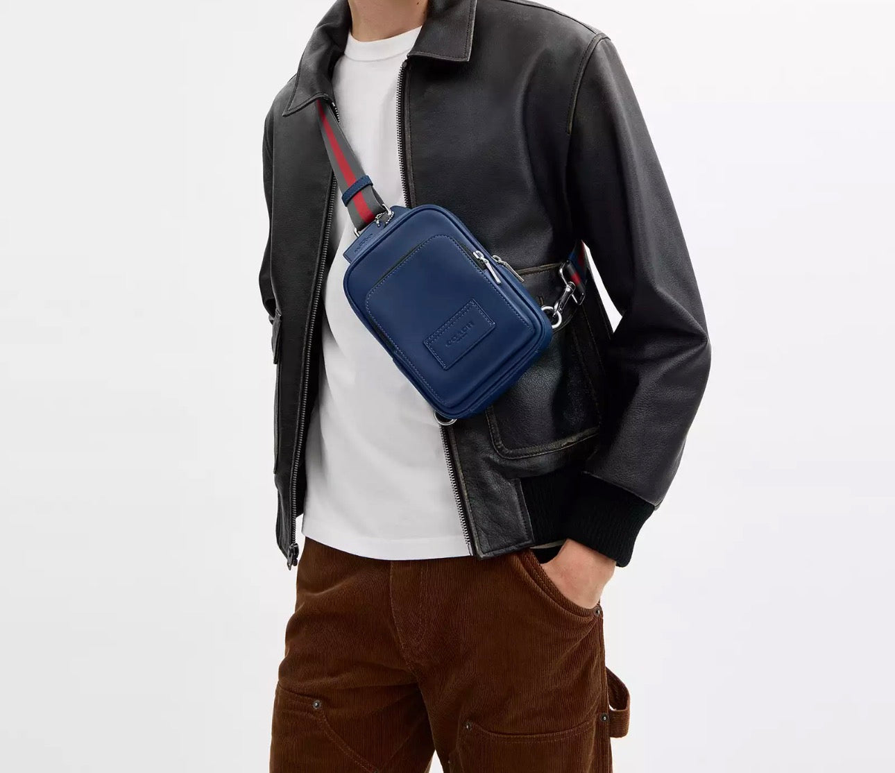 NWT Coach Unisex Racer Sling Pack In Smooth Calf Leather