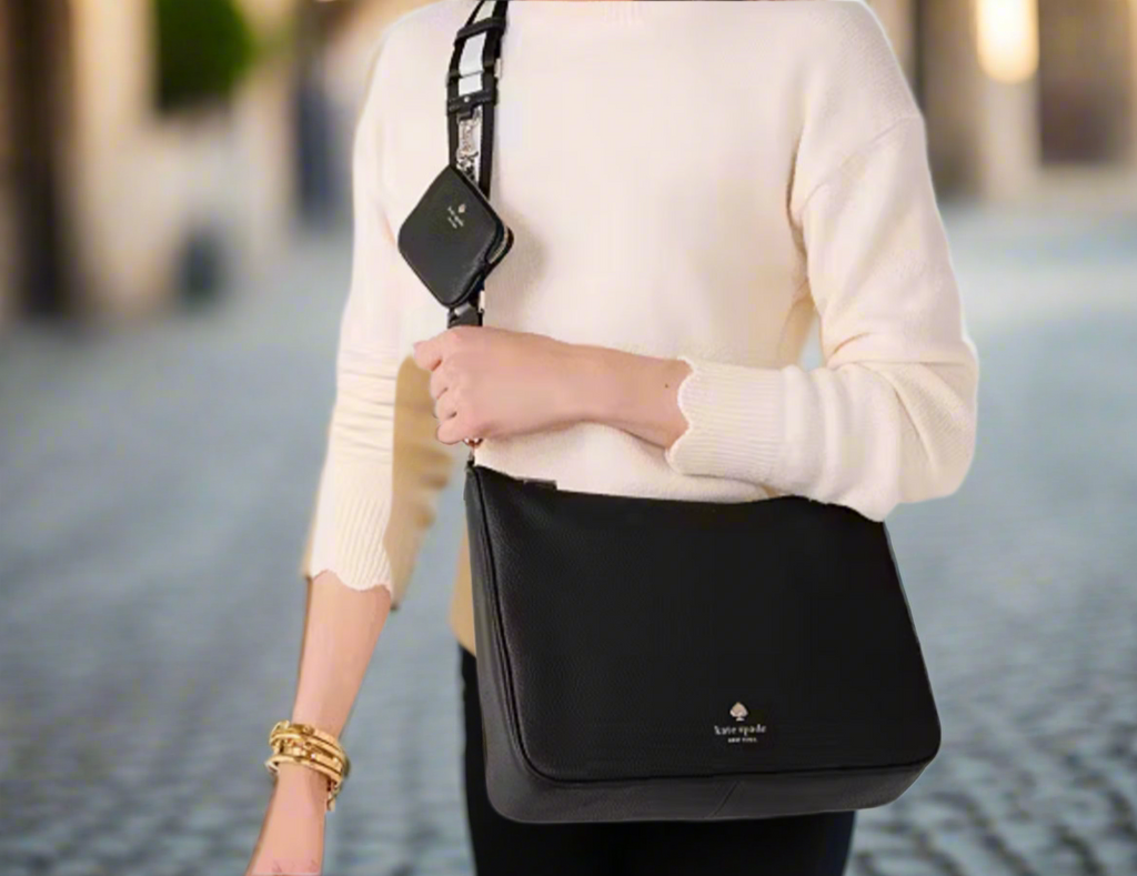 NWT Kate Spade Emma Large Leather Crossbody In Gold/Black