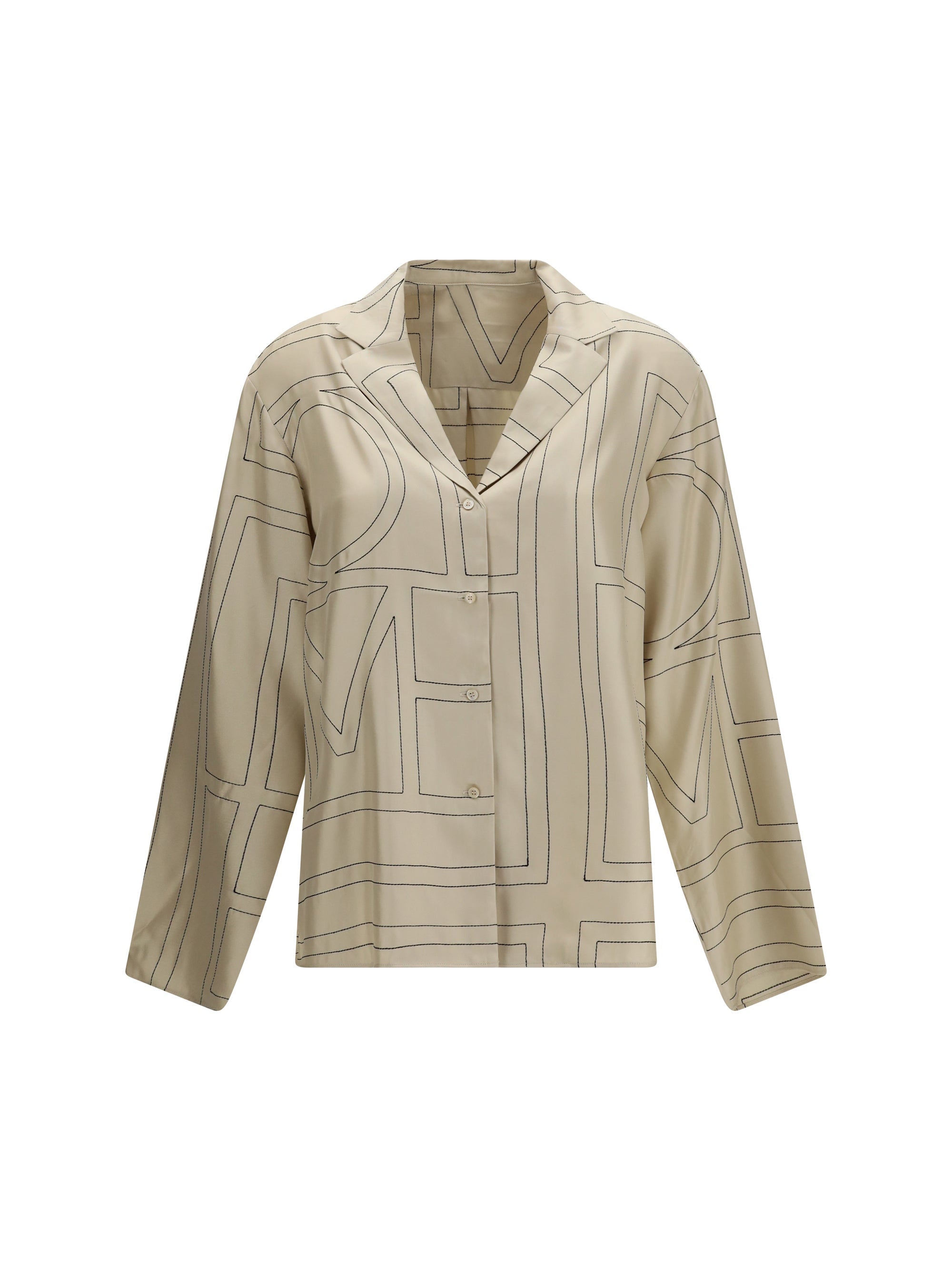 Toteme Women Silk Shirt With All-Over Monogram