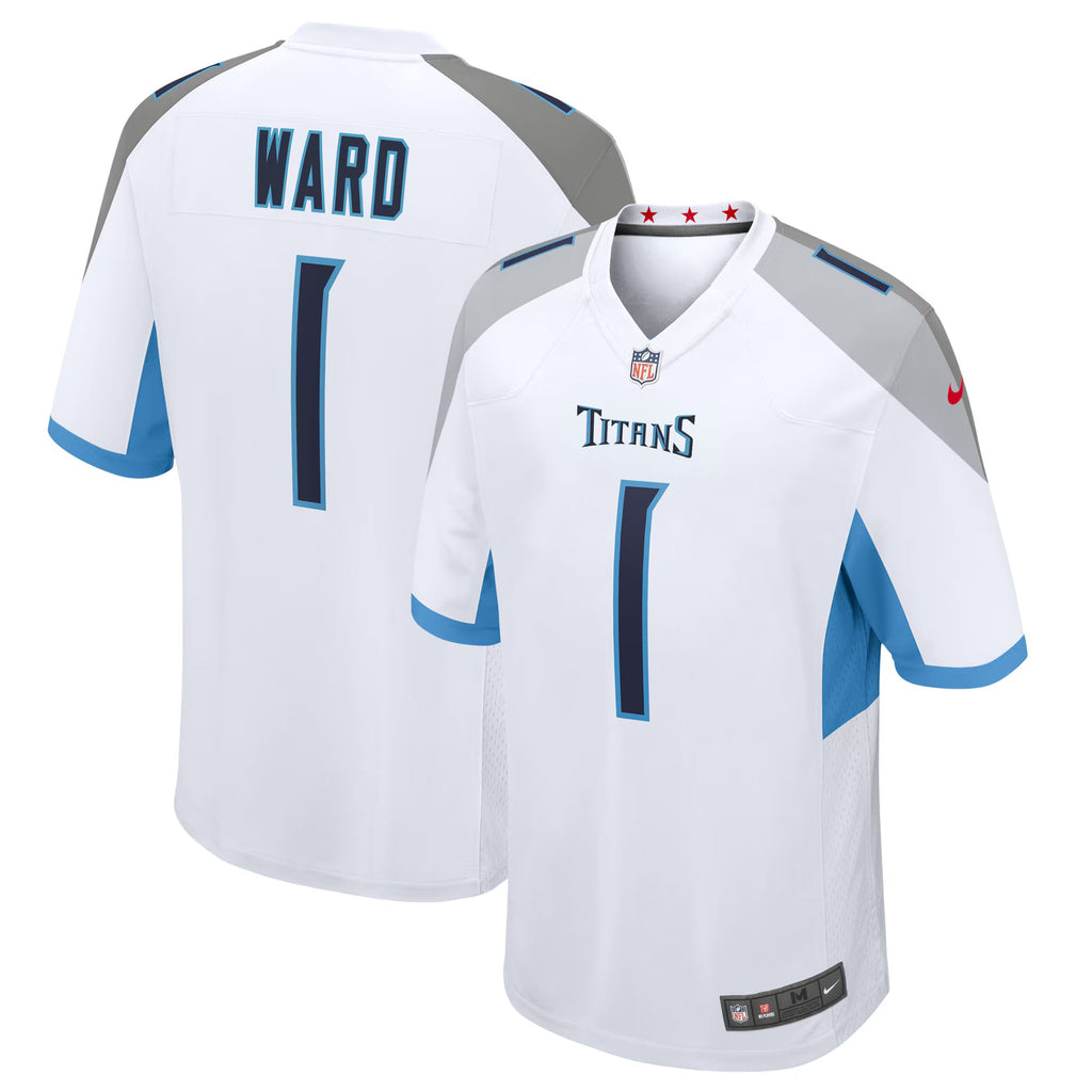 Tennessee Titans Cameron Ward White 2025 NFL Draft First Round Pick Game Jersey
