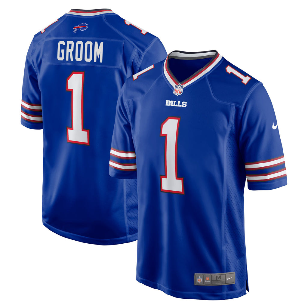 Buffalo Bills Number 1 Groom Royal Game Jersey