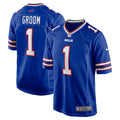 Buffalo Bills Number 1 Groom Royal Game Jersey