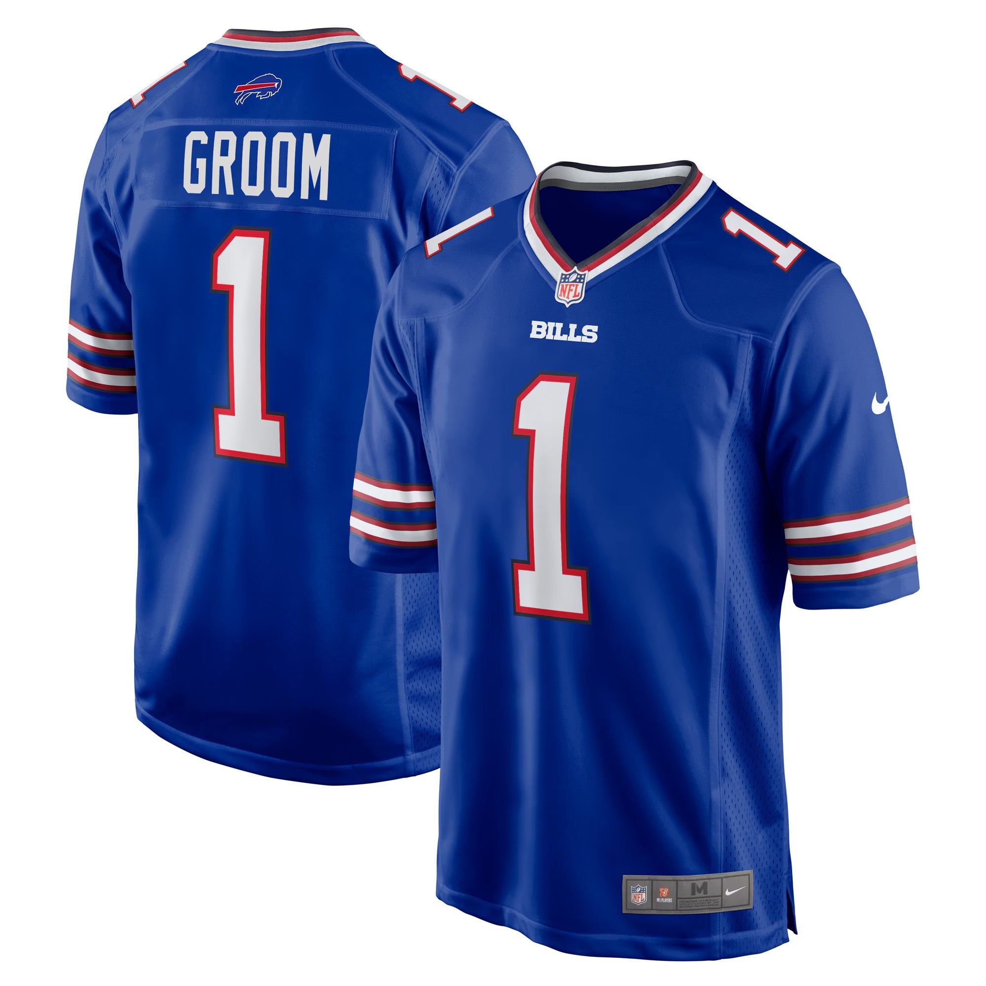 Buffalo Bills Number 1 Groom Royal Game Jersey