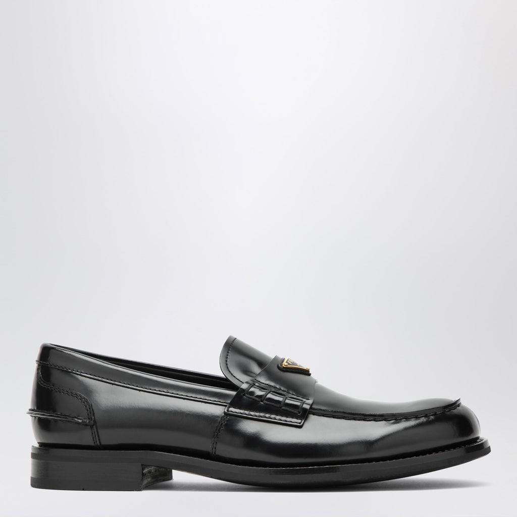 Prada Brushed Leather Moccasins In Black Men