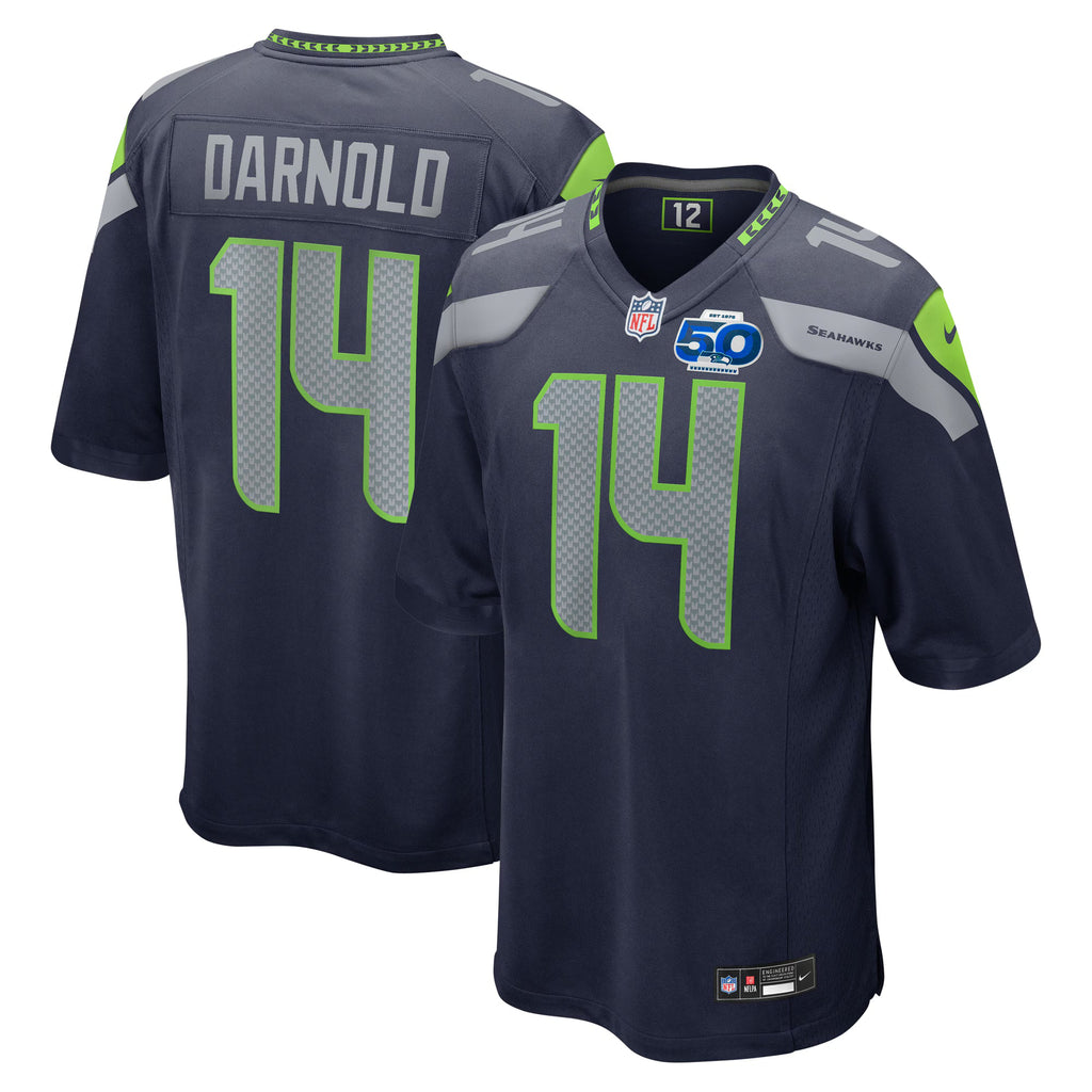 Seattle Seahawks Sam Darnold College Navy Team 50th Season Game Jersey
