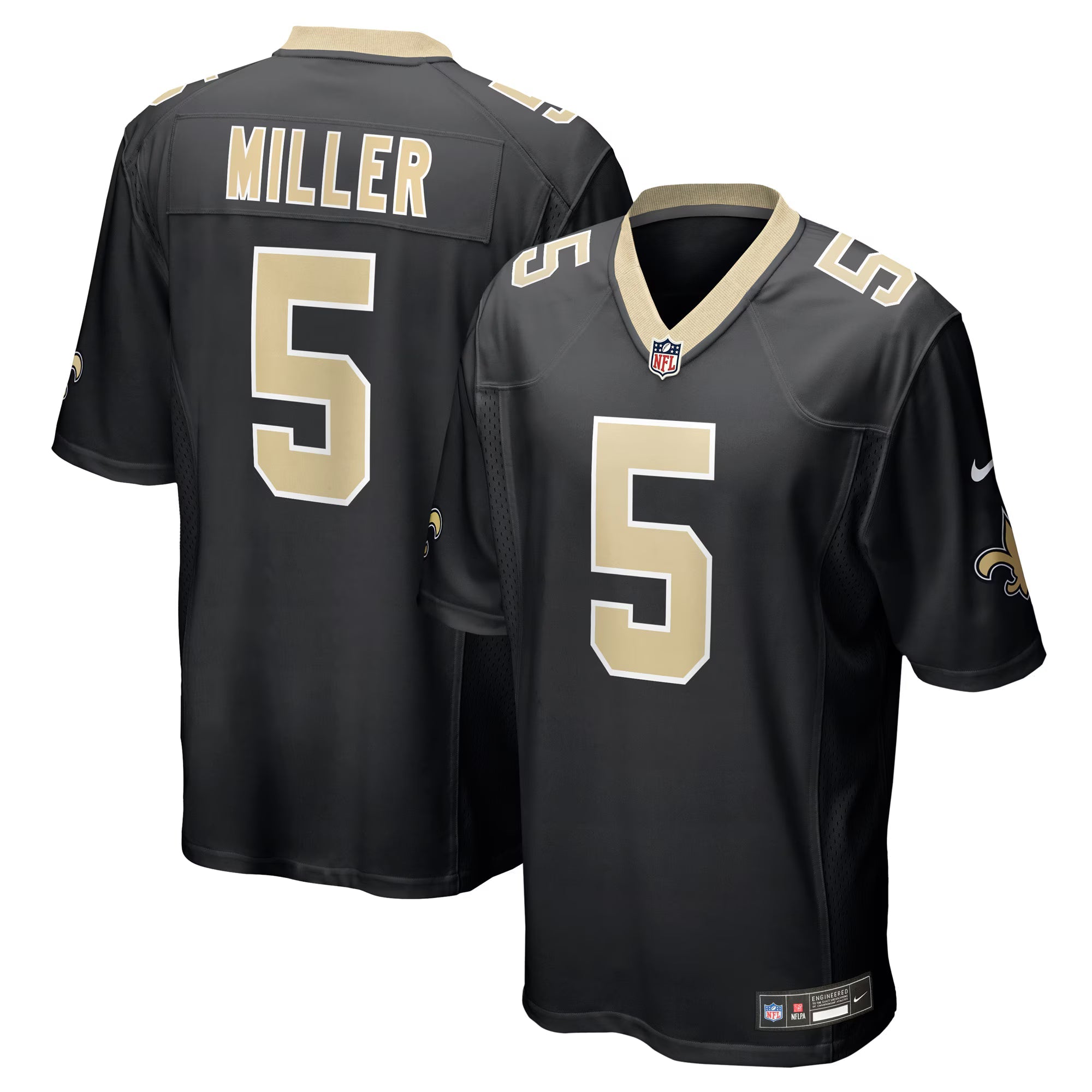 New Orleans Saints Kendre Miller Black Team Game Jersey