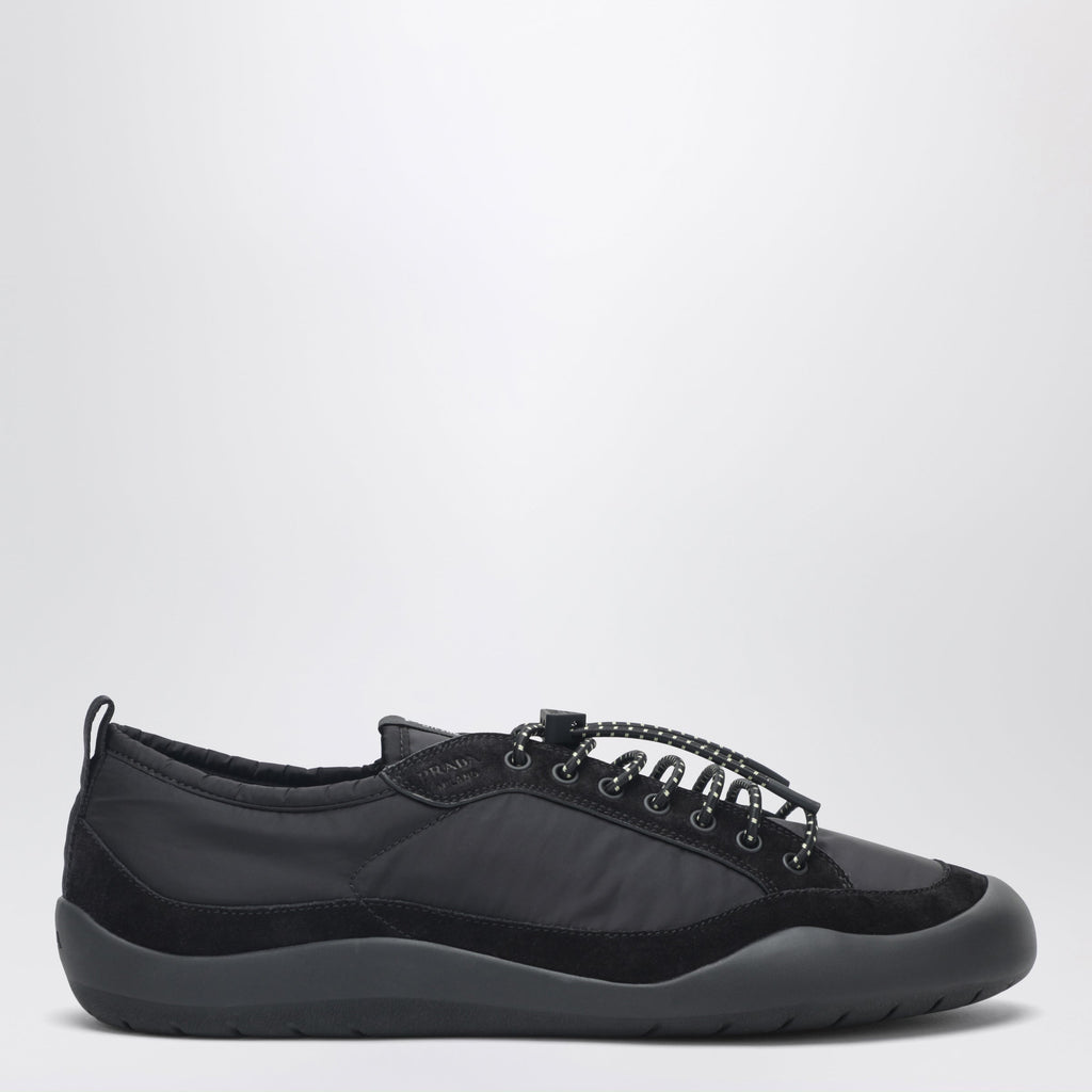 Prada Black Speedrock Sneakers In Re-Nylon And Suede Men