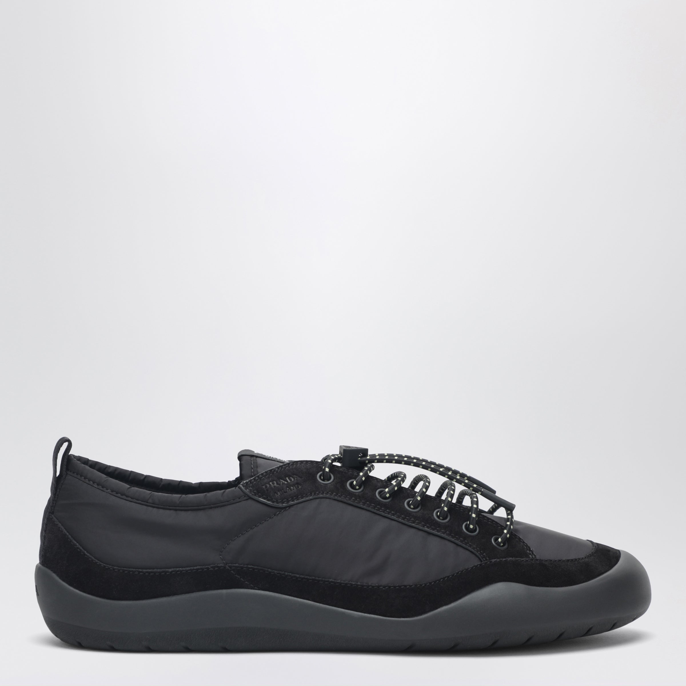Prada Black Speedrock Sneakers In Re-Nylon And Suede Men