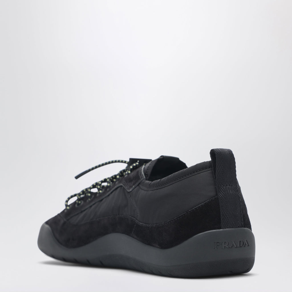 Prada Black Speedrock Sneakers In Re-Nylon And Suede Men