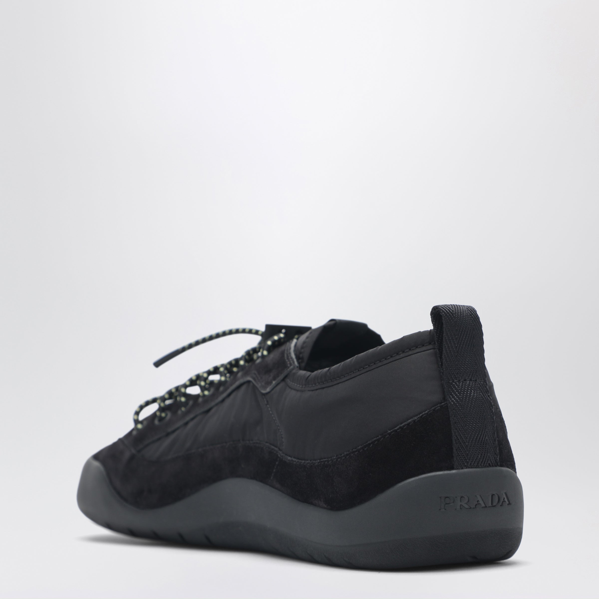 Prada Black Speedrock Sneakers In Re-Nylon And Suede Men