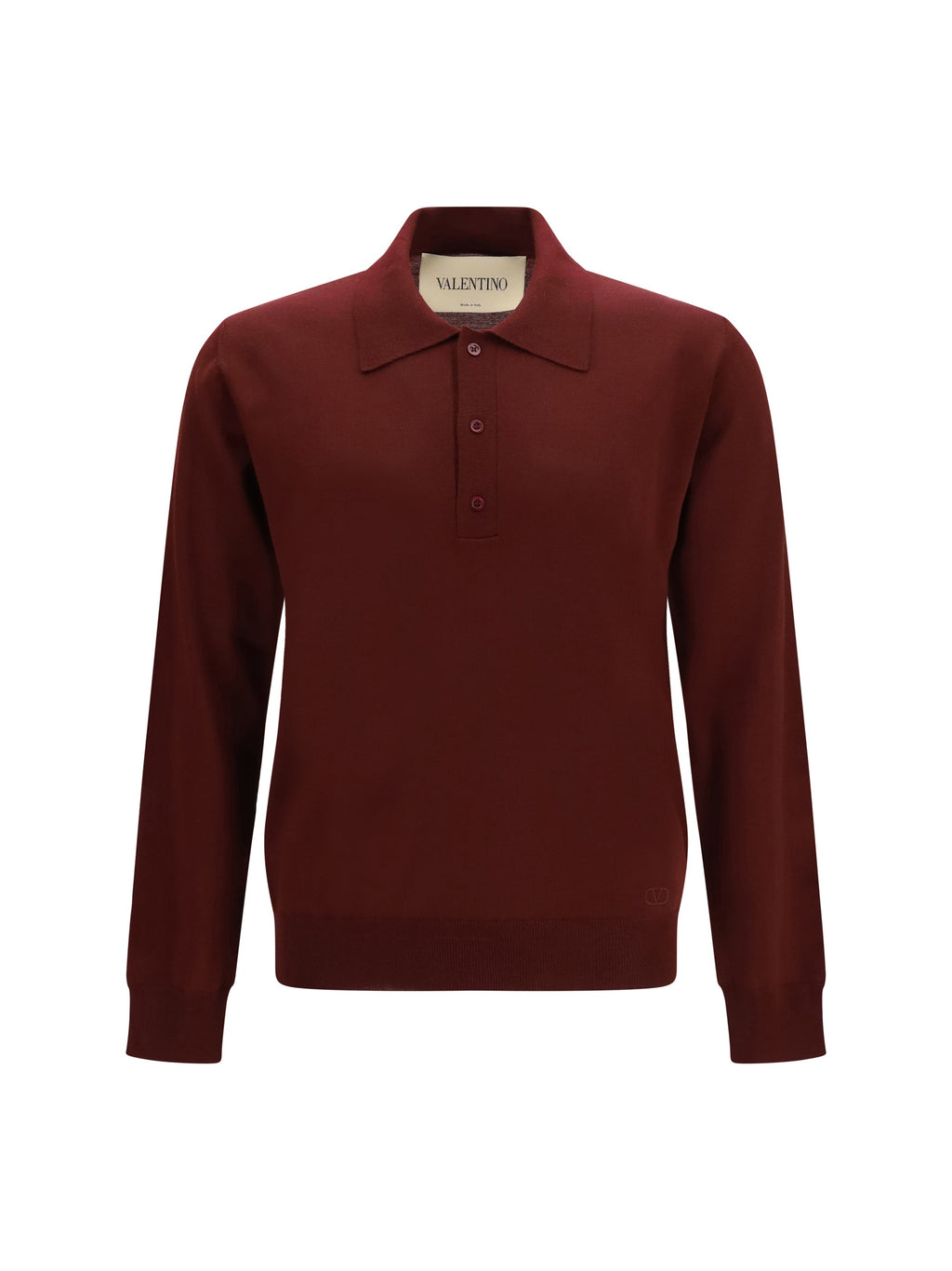 Valentino Men Long-Sleeve Wool Polo With Vlogo
