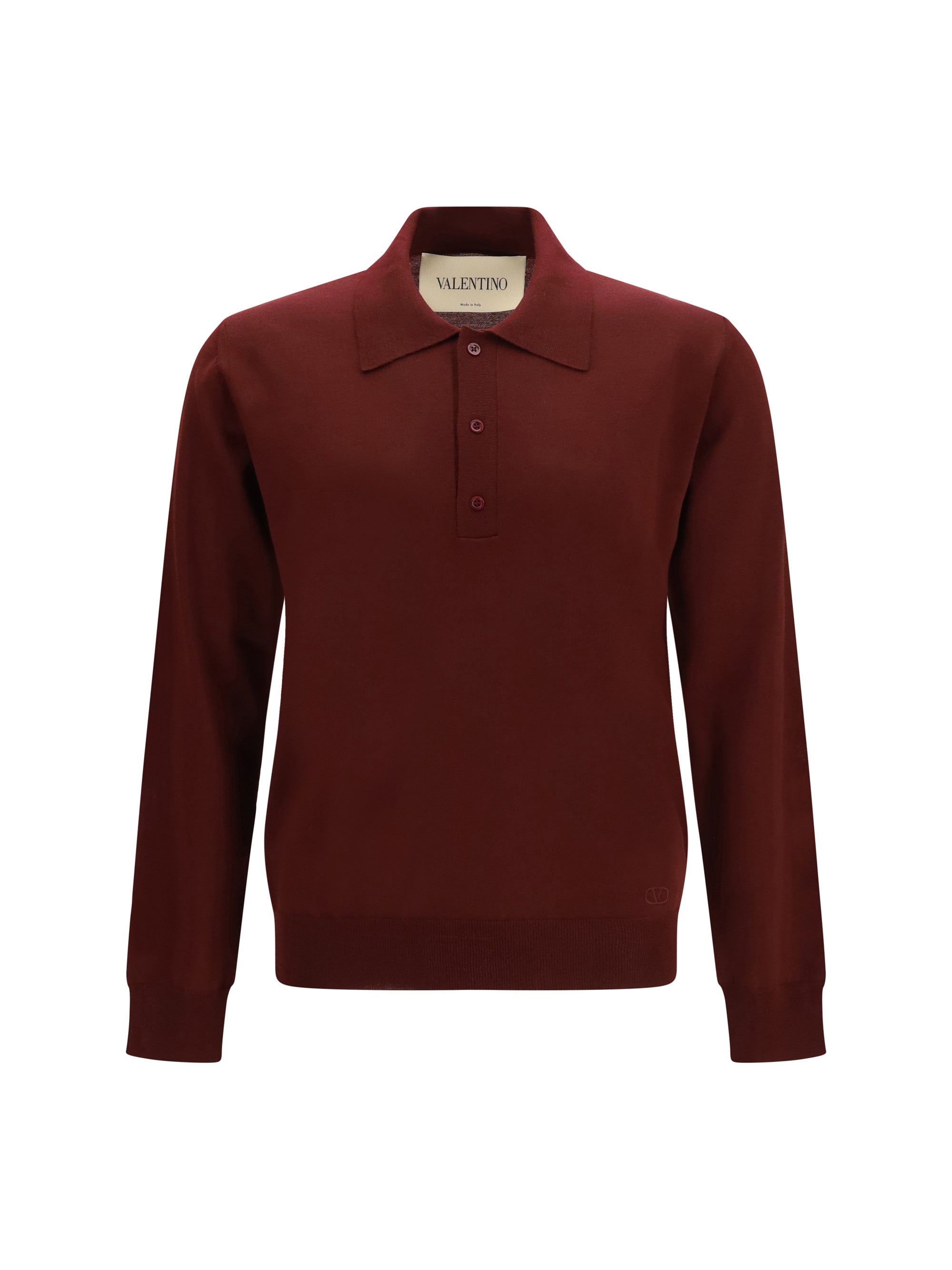 Valentino Men Long-Sleeve Wool Polo With Vlogo