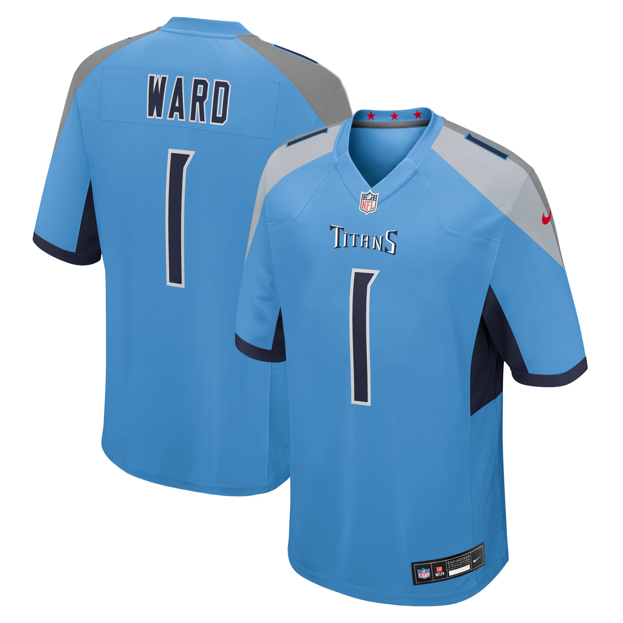 Tennessee Titans Cameron Ward Light Blue 2025 NFL Draft First Round Pick Game Jersey