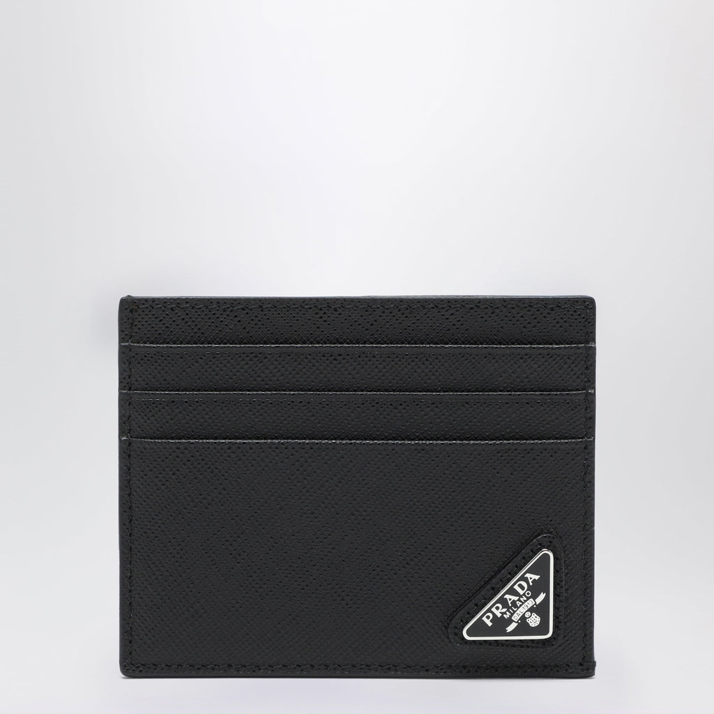 Prada Black Saffiano Leather Credit Card Holder Men