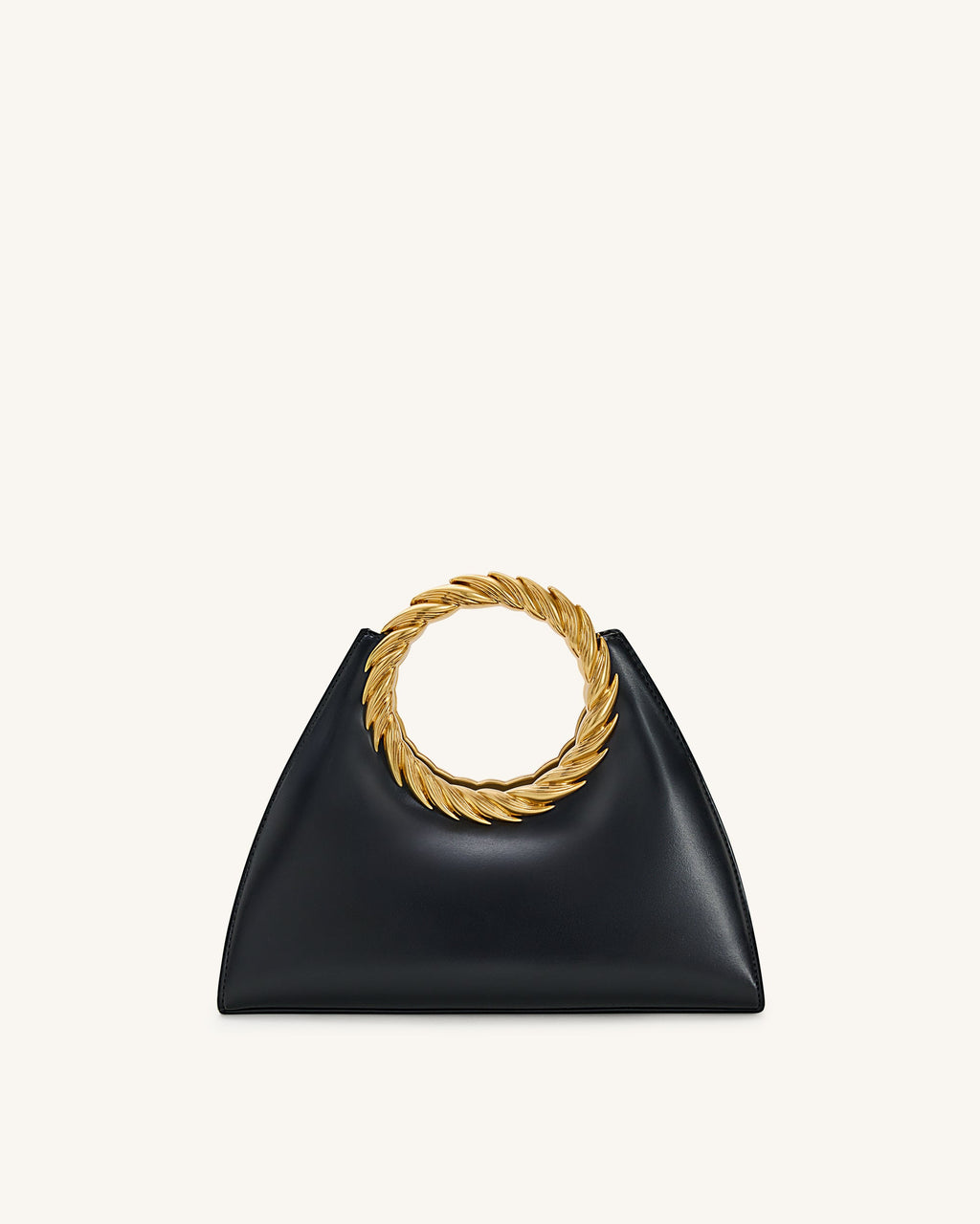 Amiya Leaf Handle Sculpture Bag - Black