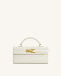 Keyla Weave Texture Top Handle Bag - White