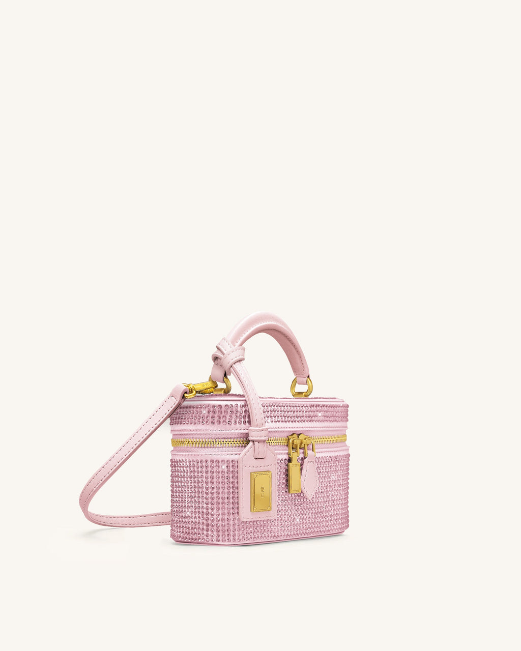Cleo Artificial Crystal Box Shape Top Handle Bag - Pink