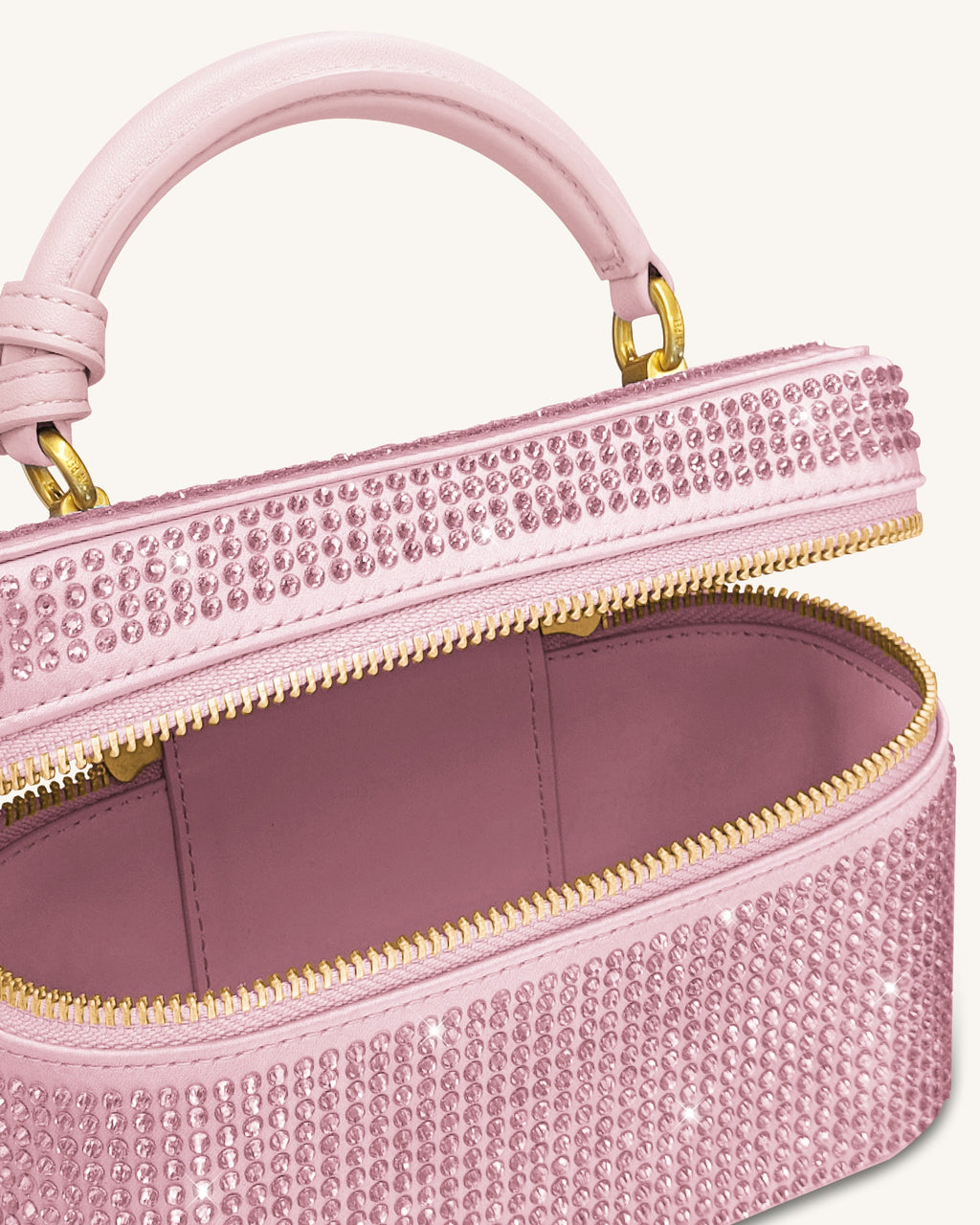 Cleo Artificial Crystal Box Shape Top Handle Bag - Pink