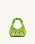 Gabbi Artificial Crystal Medium Ruched Hobo Handbag - Green