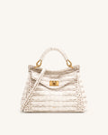 Lucia Classic Top Handle Bag - Off White Croc