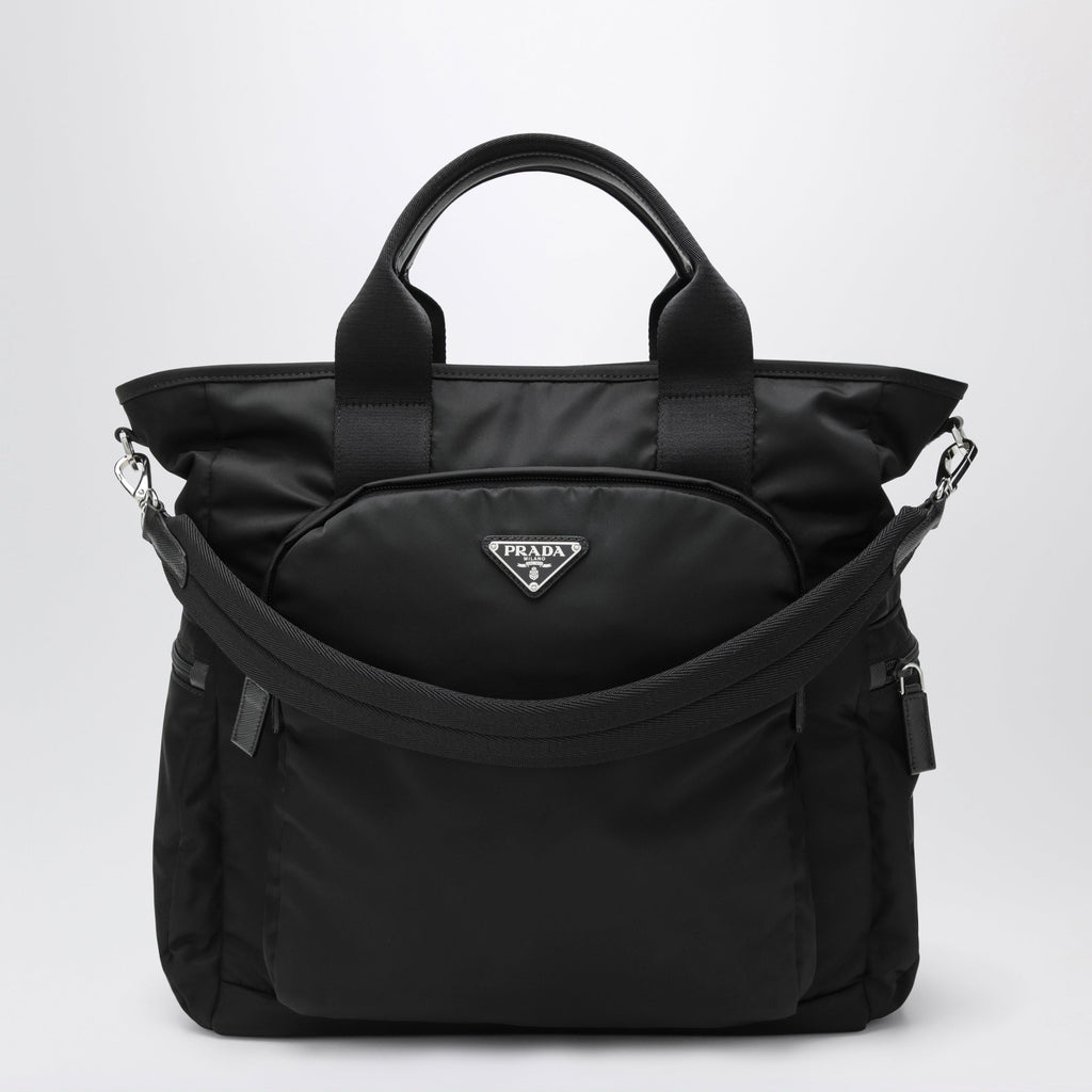 Prada Black Re-Nylon And Saffiano Shopping Bag Men
