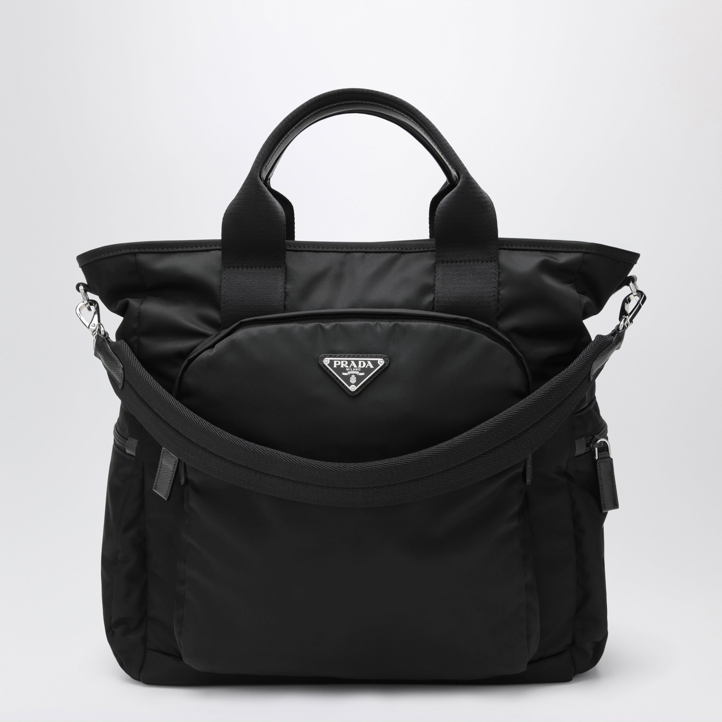 Prada Black Re-Nylon And Saffiano Shopping Bag Men