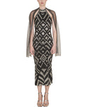 Reem Acra Beaded Halter Midi Dress