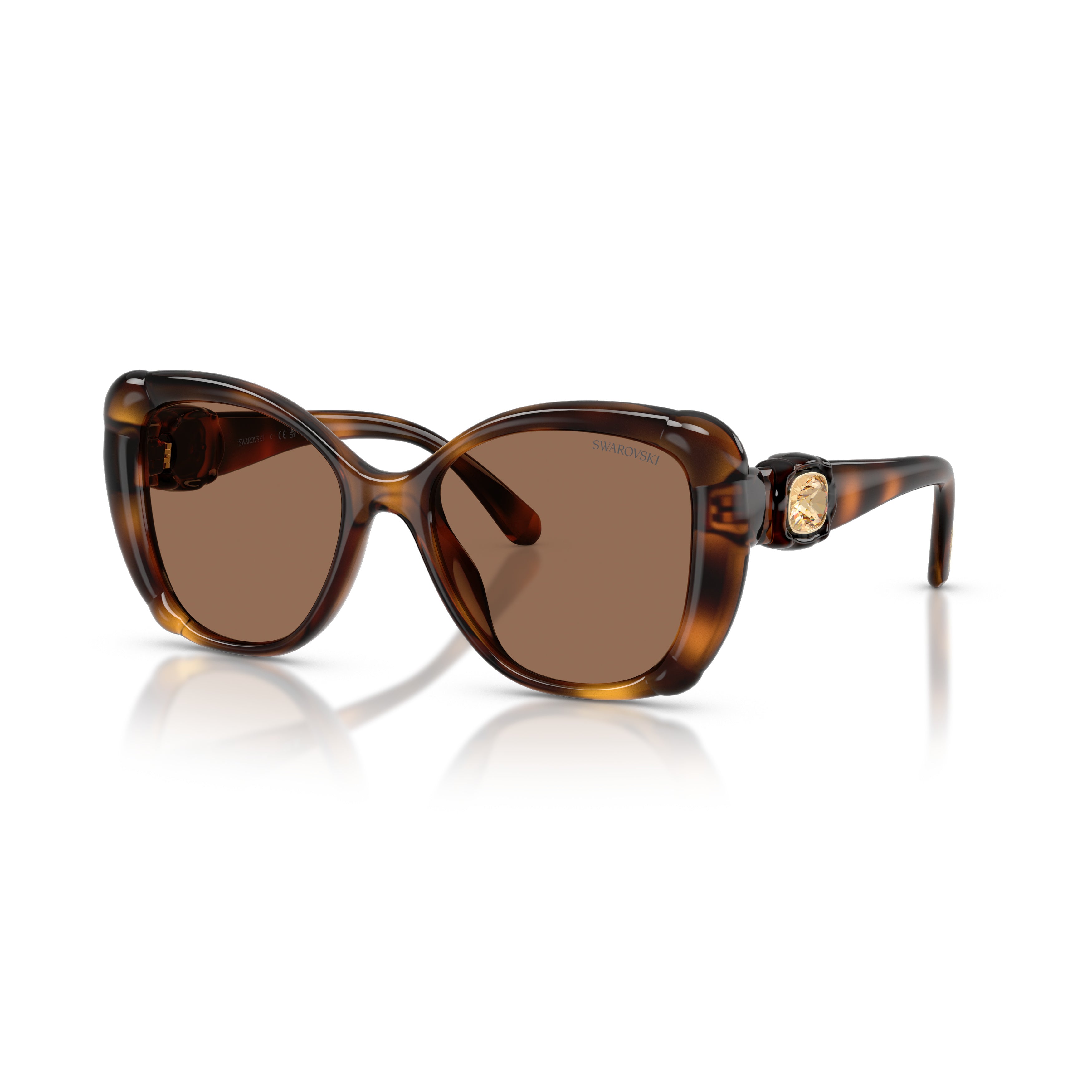 0Sk6051U Oversized Tortoiseshell Sunglasses with Crystal-Embellished Temples