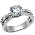 High polished (no plating) Stainless Steel Ring with AAA Grade CZ in Clear