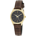 Casio Women’s Gold-Tone Leather Strap Analog Watch Black Dial - LTP-V005GL-9BUDF