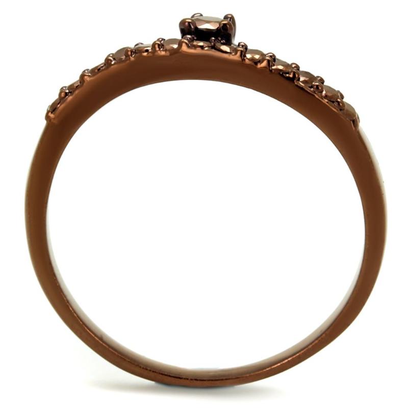 IP Coffee light Brass Ring with AAA Grade CZ in Light Coffee