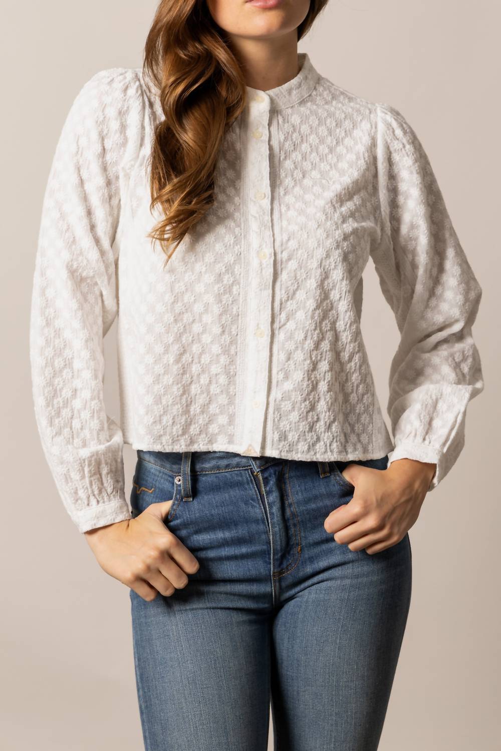 Daisychain Long Sleeve Blouse In Pristine