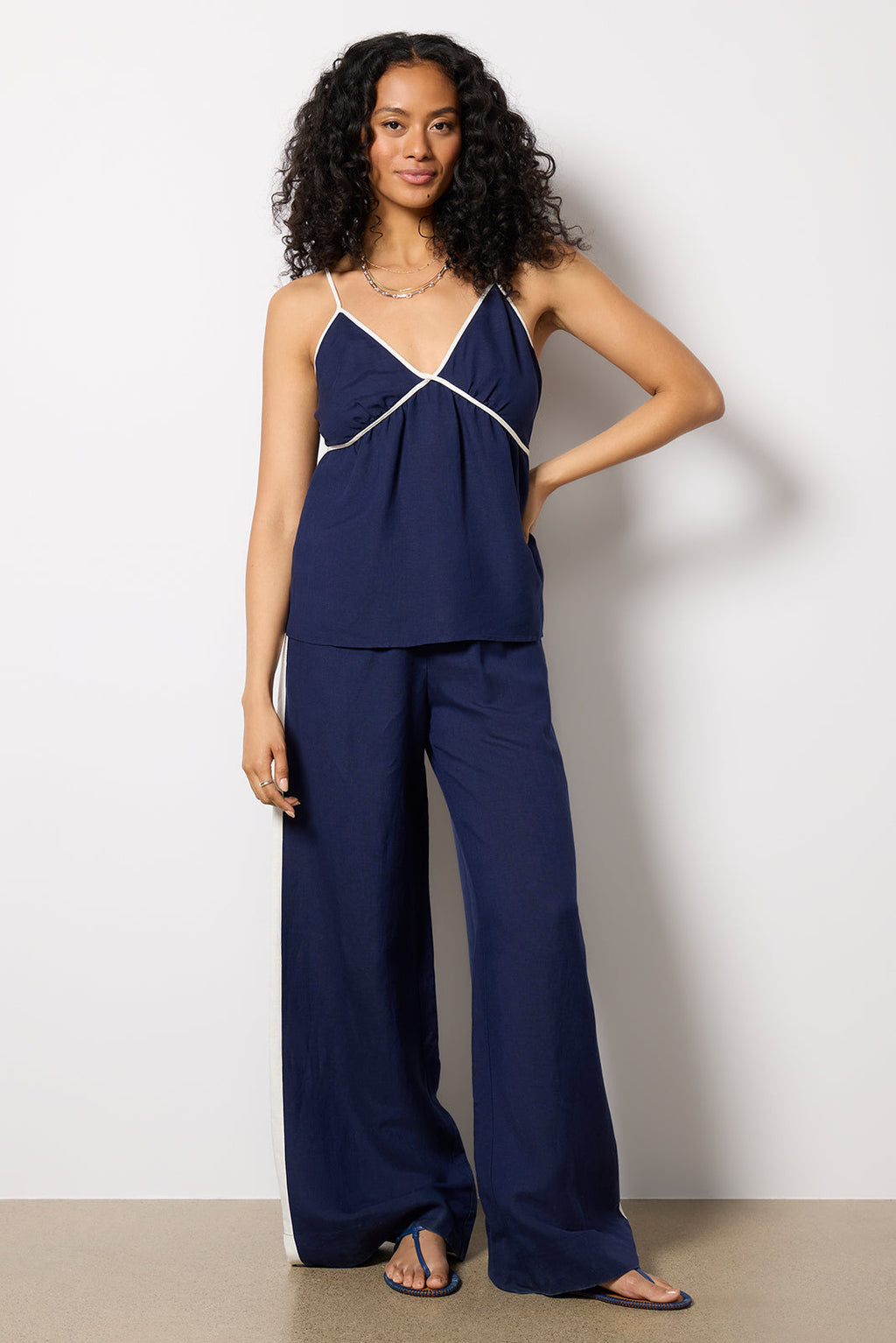 Women's Hazel Linen Contrast Cami Top