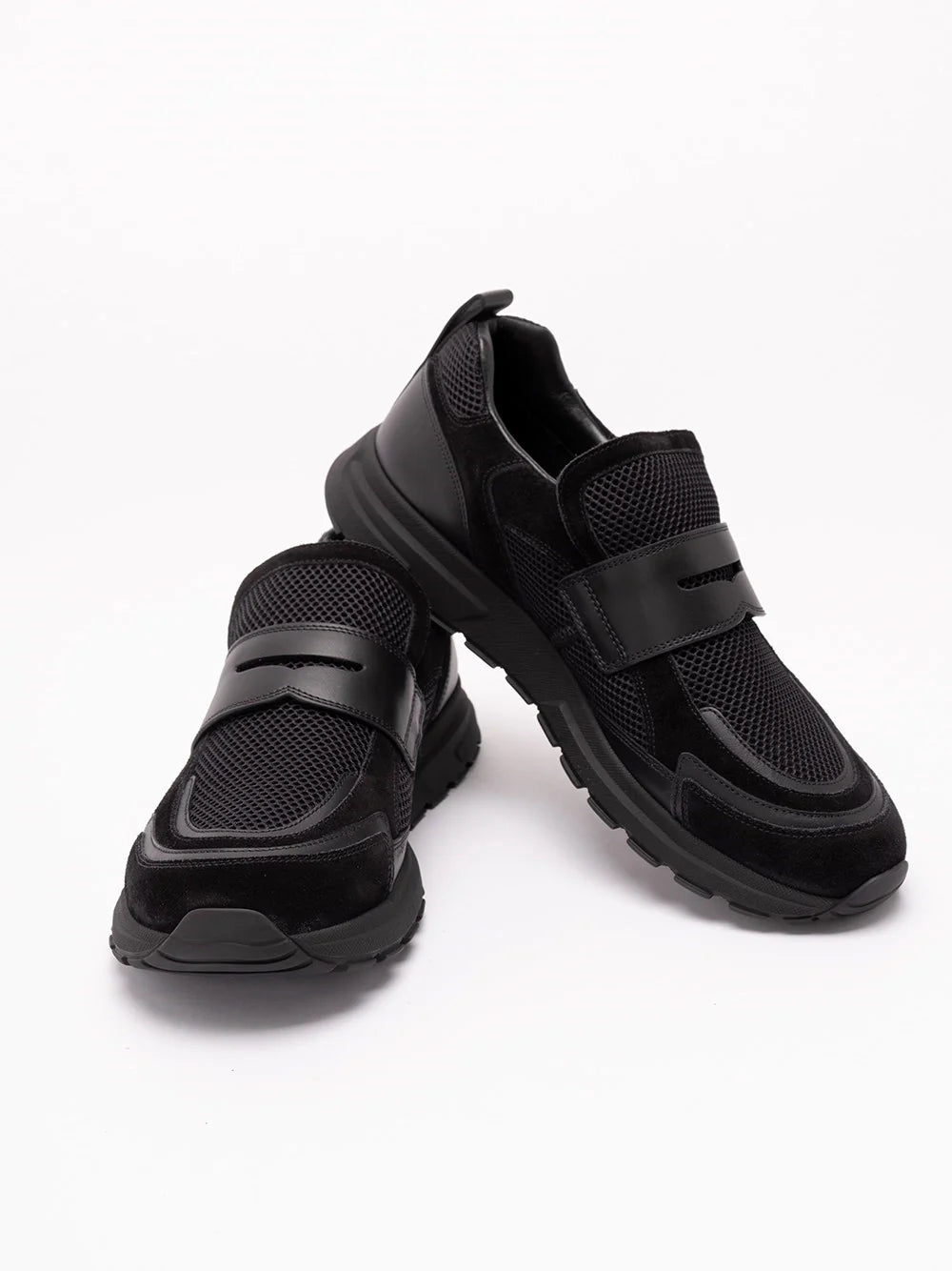 Prada Men Mesh And Leather Sneakers