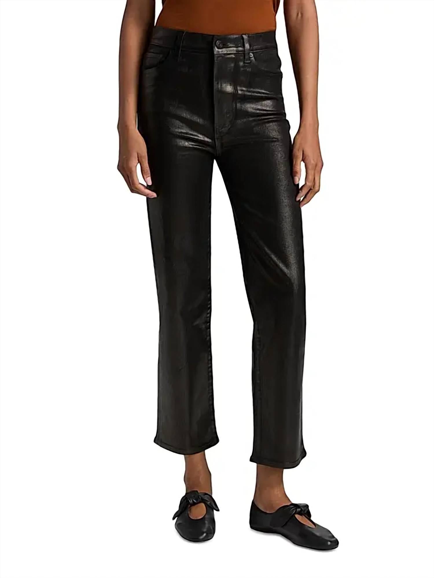 Le Sleek Straight Faux Leather Pants In Black