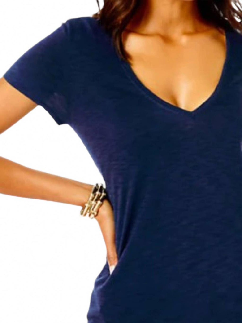 Etta V-Neck Top In True Navy