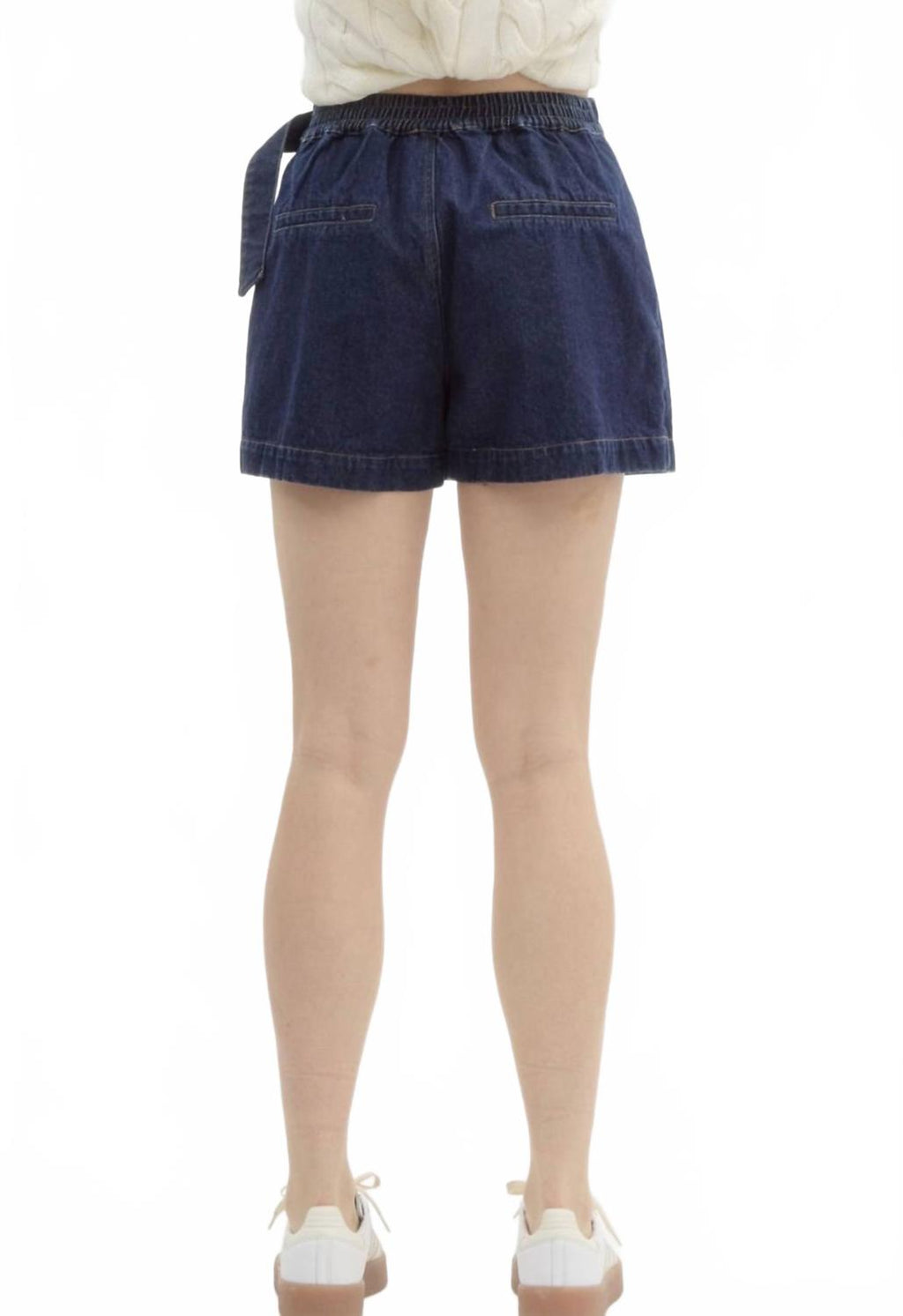 Wrap Belted Skort In Denim