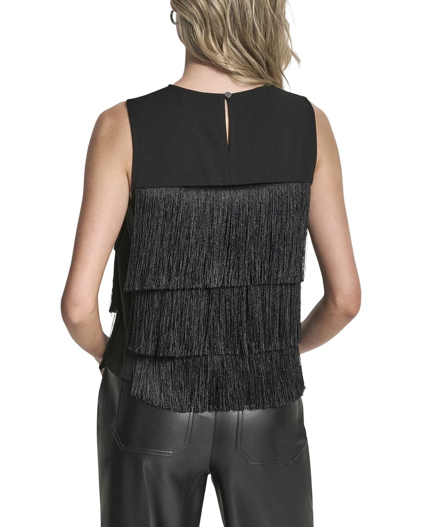 DKNY Tiered Fringe Blouse
