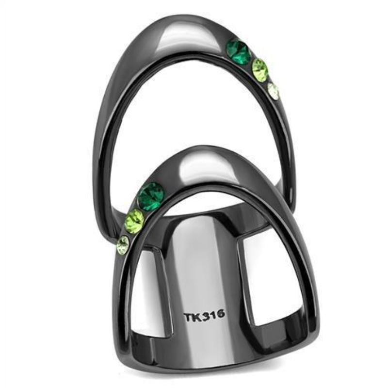 IP Light Black Stainless Steel Ring with Top Grade Crystal in Multi Color