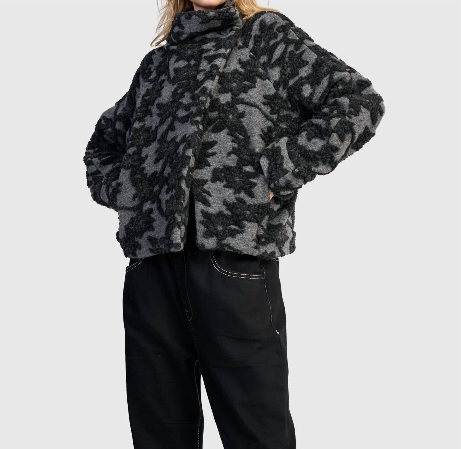 Vesper Cozy Moto Jacket In Shadow