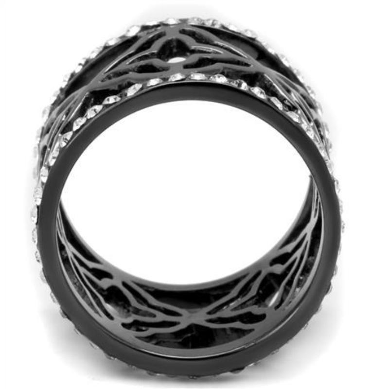 High polished (no plating) Stainless Steel Ring with AAA Grade CZ in Clear