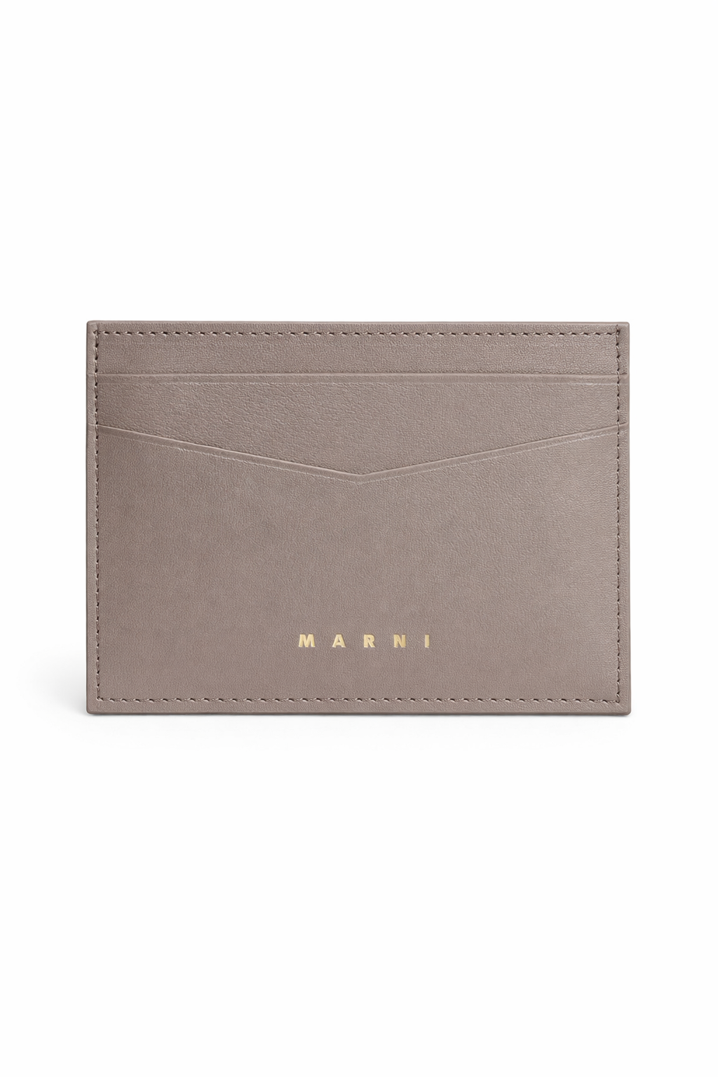 Marni Prisma Tumbled Leather Card Holder Wallet - Cork Beige