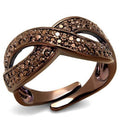 IP Coffee light Brass Ring with AAA Grade CZ in Light Coffee